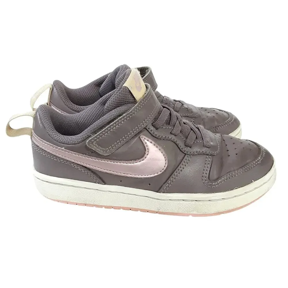 Nike Court Borough 2 Low Top Leather Sneakers Violet Purple Girls 13 Basketball